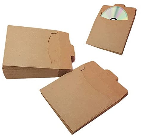 50PCS Kraft DVD Sleeve CD Paper Envelopes Kraft Paper Cardboard,Kraft CD Sleeve DVD Vintage Paper Envelopes Mini Gift Card Envelopes
