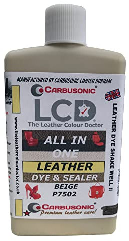 Carbusonic All in one Leather dye and sealant, Interior Leather Repair Paint for Car Seats, Sofas, Armchairs, Shoes, Handbags, Gloves & More. 23 Colour Variations (Cream Beige, 100 ml)