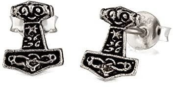 NKlaus Paar Keltische Ohrstecker 925 Silber Wikinger Thors Hammer Biker Ohrringe 3049
