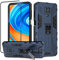 Btstring Funda para Xiaomi Redmi Note 9 Pro/Redmi Note 9S con Cristal Templado Protector Pantalla, Carcasa Protectora Antigolpes con Soporte Reforzado - Azul