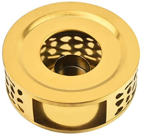 Hagsnec Teapot Warmer, Brushed Stainless Steel Tea Warmer with Holder Gold