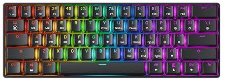 GK61 Tastiera meccanica da gioco, 61 tasti, multicolore, illuminata RGB, retroilluminata a LED, cablata, programmabile, per PC/Mac Gamer (ottico Gateron, nero, nero)