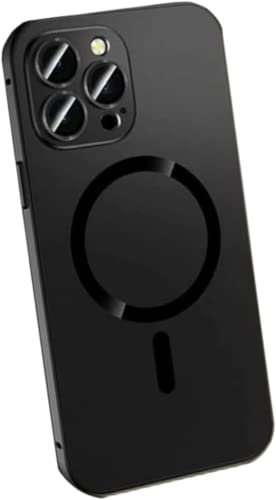 SPAYEIM Magnetic Charging Aluminium Metal Bumper Matte Case Cover for iPhone, Metal Frame Magnetic Charging with Full Lens Protection for iPhone 12/13/14 Pro Max (14Pro,A)