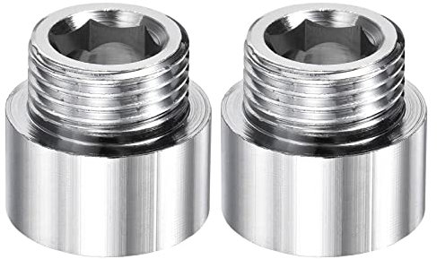 M METERXITY 2 Pack Nickel Plated Brass Male to Female Nipple Pipe Fitting Extension, Apply to Outdoor/Faucet/Industrial (G1/2 Thread, 25mm Length)