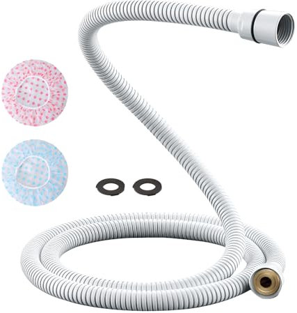 Knickfreie Brauseschläuche 150 cm mattweiß für Handbrauseschlauch Ersatz, flexibler Handschlauch, TRIPHIL Anti-Verdreh-Kupfer-Anschluss, Edelstahl, Metall, außen, 149,9 cm