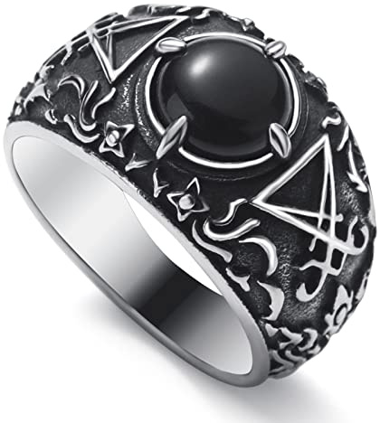WESTMIAJW Satanic Ring Jewelry Stainless Steel Sigil of Lucifer Baphomet Satan Signet Rings for Men Size Q,S,T1/2,V1/2,Y,Z+1