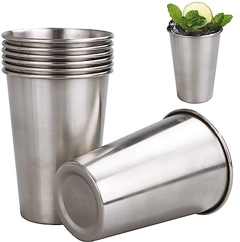 ZOFUN 8 Pcs Stainless Steel Cup 500ml/17 oz, BPA Free Stainless Steel Tumblers, Shatterproof Metal Beer Tumblers Stackable, Reusable Drinking Cups for Indoor Outdoor Hiking Party Camping