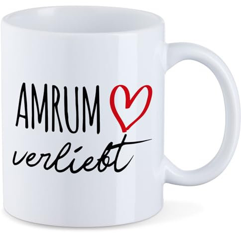 Huuraa Tasse Amrum verliebt Geschenk 330ml Weiß Amrum Präsent