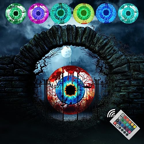 ACAREY Halloween Deko Aufblasbare Kugeln LED Halloween Auge Dekoration, Horror Augen Halloween Aufblasbarer Augäpfel mit RGB LED & Fernbedienung für Party Halloween Deko Außen Garten Rasen (60cm)