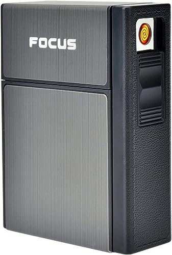 2 in 1 Aluminium Zigarettenetui mit Feuerzeug Elektronisch, Elegante Entwurf Aluminium Zigarettenbox mit Elektronisches Feuerzeug Aufladbar