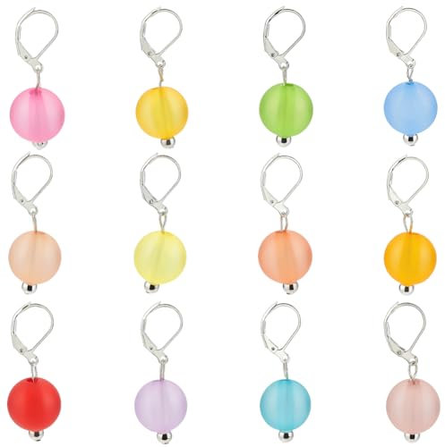PLIGREAT 12 Stück Regenbogenperlen Maschenmarkierer bunte Anhänger Häkelmaschenmarkierer zum Weben Nähen Quilten Verriegeln Frauen Stricken Geschenke DIY Halskette Armband Zubehör
