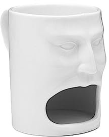 MAGICLULU White Ceramic Cookie Mug with Biscuit Holder – Food-Grade Human Face Mug for Coffee Tea and Biscuits – Suitable for Breakfast and Parties