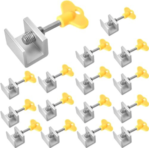 16 Pack Sliding Window Lock, Adjustable Sliding Door Frame Security Lock with Keys, Aluminium Alloy Anti-Theft Windows Guard Stopper for Home, Office and Child Safety