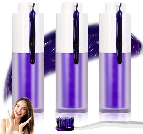 HIULLEN Purple Teeth Whitening Toothpaste, 3 Stück Lila Zahnpasta Weisse Zähne, Zahnaufhellung Zahnpasta für Weiße Zähne, Purple Toothpaste für Zahnfleckenentfernung, Zahnaufhellung
