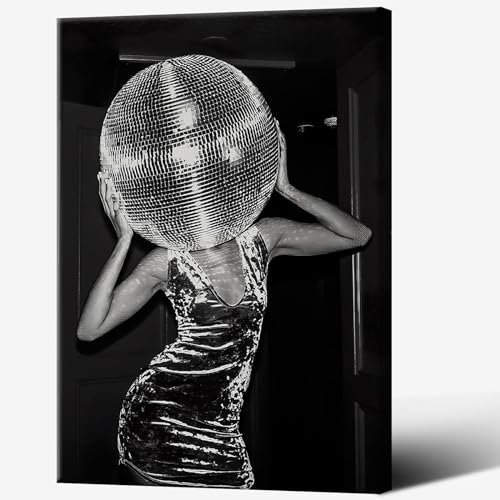 Trendige schwarz-weiße Wandkunst-Dekor, Musikposter für Zimmer, ästhetisch, flippig, Retro, lustig, schwarz, Disco-Kunstdruck, Poster, modisch, Wohnzimmer und Barwagen-Dekor (30,5 x 40,6 cm Rahmen)