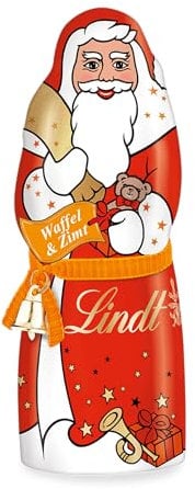Lindt Schokolade zu Weihnachten | 125g | Weihnachtsmann mit knuspriger Waffel und einer Prise Zimt | Weihnachtsschokolade | Schokoladengeschenk