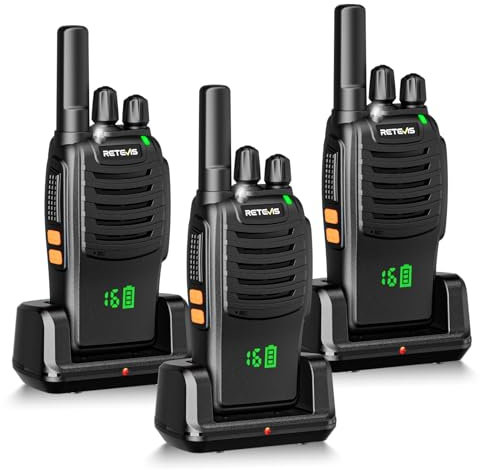 Retevis H777H Walkie Talkies for Adults, Two Way Radio with Screen, Rechargeable USB-C 2 Way Radio, Hands Free Walkie Talkies, Emergency Radio Camping Accessories for Outdoor, Hiking (Black, 3 Pcs)