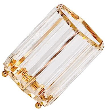 CAXUSD Glass Nordic Golden Vase Pen Organizer Hexagon Pencil Holder for Home Office Elegant Desktop Storage Container for Eyebrow Pencils and Cosmetics and Stylish Decor