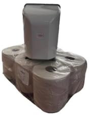 Lorito Papierrollenspender inkl. 6 Rollen Papierhandtücher 2-lagig - Papierhandtuchspender Wandmontage aus robustem Kunststoff, Einfache Papierentnahme