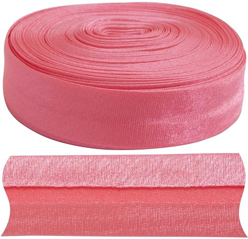 AERZETIX - C77336 - Gefaltetes schrägband 9 meter x 18mm - aus polyester - farbe rosa