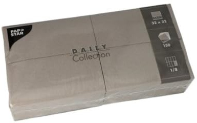 PAPSTAR 150 Servietten 'Daily Collection' 1/8-Falz 32 cm x 32 cm grau