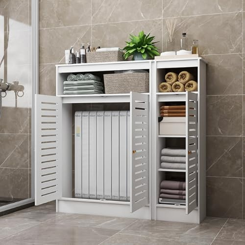 Kavenza White Modern Radiator Cover,Modern Home Wood Radiator Cover, Heating Cabinet Storage Shelf, Easy Installation,Shields Pipes,for Home Living Room Bedroom.(L50*H90*T20cm)(90 * 90 * 25cm)