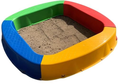 BURI Sabbiera in plastica di alta qualità, 150 x 150 x 20 cm, colorata, prodotta in Germania, robusta cassetta per il giardino, giocattolo per bambini da costruire con sabbia o ghiaia, molto stabile e