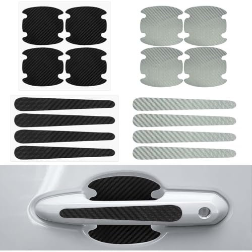 BQRKOTM 16 Stück Autotür Griffe Aufkleber, Auto Türgriffe Schutz, Autotür Anti-Kollision Schutz, Steinschlagschutzfolie, Kohlefaser Auto Türgriff Lackschutzfolie Türkantenschutz für Kratzern Schutz