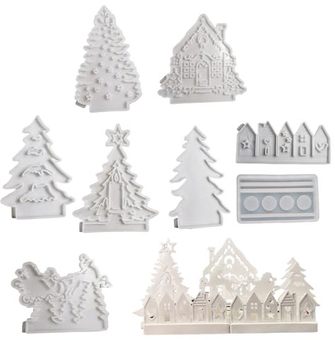 Ukbzxcmws 8Pcs Natale Silicone Portacandele Stampi Per Candela Portacandele In Calcestruzzo Cemento Silicone Stampi Per Resina Epossidica