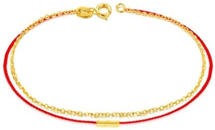 Tolldek Gelbgold 750 18 Karat Armband, Rotes Seil Frau Armbänder, Armbänder Damen 18K Gold Gliederarmband Charm Echtes, 17CM