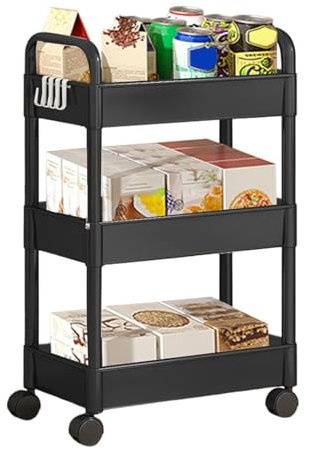 GTFYUDGH 69x33x22cm Chariot Roulant De Stockage - Chariot De Stockage Étagère sur roulettes À 3 Étagères, Chariot De Rangement sur roulettes, Chariot Coulissant De Rangement Mobile