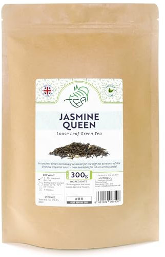 Jasmine Queen Premium Loose Leaf Green Tea With Jasmine – Low Caffeine Imperial Chinese Tea – Relaxing & Calming (300g)