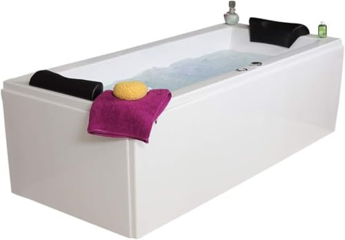 Whirlpool Badewanne Relax Basic – Made in Germany | Eckbadewanne mit 14/16 Massage-Düsen, LED-Beleuchtung & optionalen Armaturen | 170 x 75 cm | Spa-Badewanne für 2 Personen