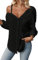 Maeau Womens Shirt Tops Button Down Shirt Off Shoulder Tops Office Work Shirts Long Sleeve Casual Loose XL Black