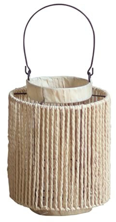 Gralara Gewebter Laternen Kerzenhalter, Naturholz Windlicht,Laterne Bambus, Boho Papierseil, für Hochzeiten Im Freien, Wohnzimmer, Balkon Deko, Garten