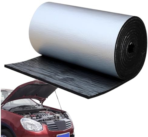 Isolation Thermique et Phonique Auto - Adhésive en Caoutchouc avec Feuille D'aluminium | 500cm X 100cm | Atténue Bruits Extérieurs, Maintient Température | Spécialement Conçu pour Serres, Greniers