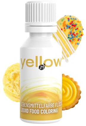 Lime & Joy Gelb Lebensmittelfarbe flüssig (30 ml) – Lebensmittelfarben für Backen, Fondant, Schokolade, Getränke, Torten & Ostereier Farbe – Essbare Lebensmittel Farben, Vegan & intensiv