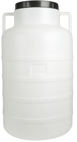 Food-Safe Plastic Barrels with Screw-On Lid – Durable Storage Drum for Fermentation, Water, and Food, Lightweight with Handles (60L Round Tall Barrel)