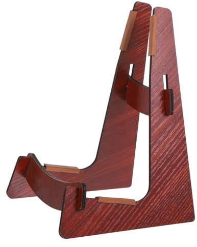 Holz Gitarrenständer Braun für Gitarre und Ukulele Zuhause und Shop | Stabile Ausführung, Tragbar und Standfest, Schöne Optik, für Präsentation, mit Zufälligem Logo