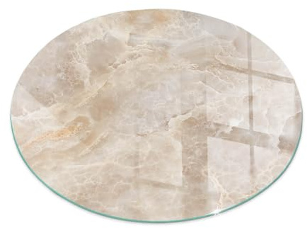 Kaminofen Glasplatte ⌀ 80 cm Kaminplatte Kaminglas Funkenschutzplatte Ofenglas Funken- und Kratzfest Gehärtetem Glas für Kamin Rund Bodenplatte - Natursteinmuster