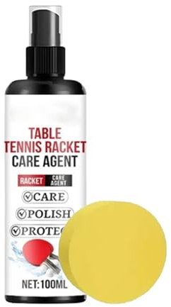 Table Tennis Paddle Cleaner – Protective Spray with Sponge, Table Tennis Racket Care Agent for Rubber Cleaning and Tack Enhancement | Spray-On Paddle Maintenance for Home, Gym, Sports Practice, Traini