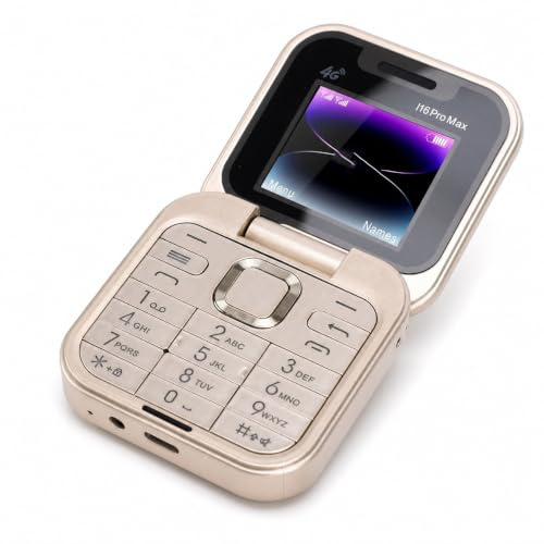 Elprico 4G LTE Flip Phone, Entsperrtes Senioren-Handy, Dual-SIM-Standby-1,77-Zoll-Bildschirm mit Bluetooth 5.0 und Lautsprecher mit Hoher Lautstärke, für ältere Menschen und (Gold)