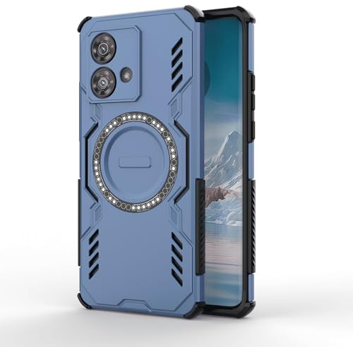 Techsuit für Motorola Edge 40 Neo Hülle mit Magnetring, Stoßfest, Verstärkte Ecken, Kameraschutz, Anti Rutsch Textur, Erhöhte Kanten, ArmorMag Case Series, PC TPU Hybrid, Blau