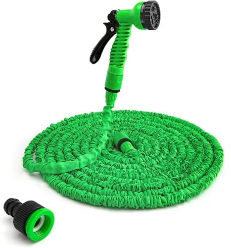 Tubo da Giardino Estensibile da 7.5 15 30 o 45 Metri Irrigazione Esterno Pistola con 7 Modalità di Getto d’Acqua (7,5MT)