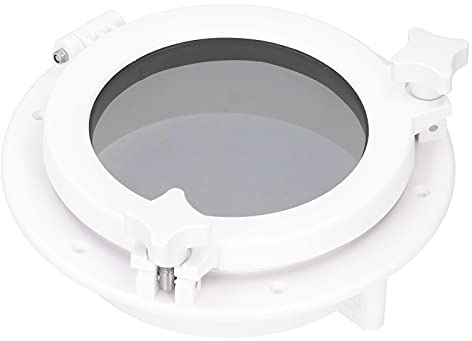 Dioche Ventana de Vidrio Templado Portillo de Apertura Redonda de 8 Pulgadas Ventana de Vidrio Templado Universal para RV Barco Yate Blanco
