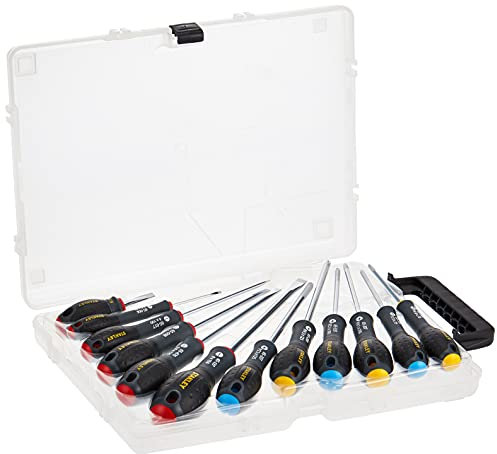 Stanley 0–65–426 Gamme Fatmax Set de Tournevis - Fabriqués en France - Liaisons Quasiment Incassables - Lame en Acier Chrome - Sablage de l'Empreinte - Poignée Soft-Grip - Trou d'Accroche