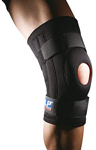 LP SUPPORT Knie-Bandage mit 2 Gurten - Sportbandage, Größe:S, Farbe:schwarz
