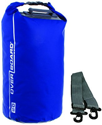 Overboard Wasserdichte Trockenröhrentasche mit verstellbarem Schulterriemen zum Bootfahren, Kajak, Angeln, Rafting, Schwimmen, Camping und Snowboarden, Blau ,20 Liter