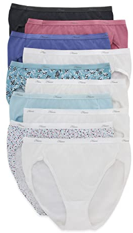 Hanes womens Cotton briefs underwear, 10 Pack - Hi Cut Assorted 1, 6 US