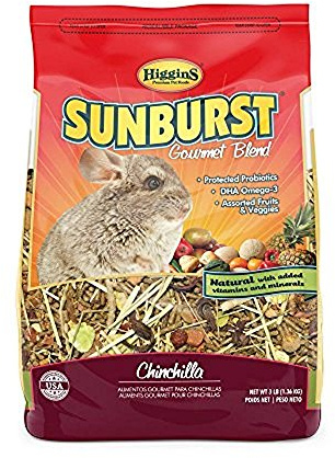 Higgins 466034 Sunburst Gourmet Chinchilla Food Mix 3 Lb (1 Pack), One Size